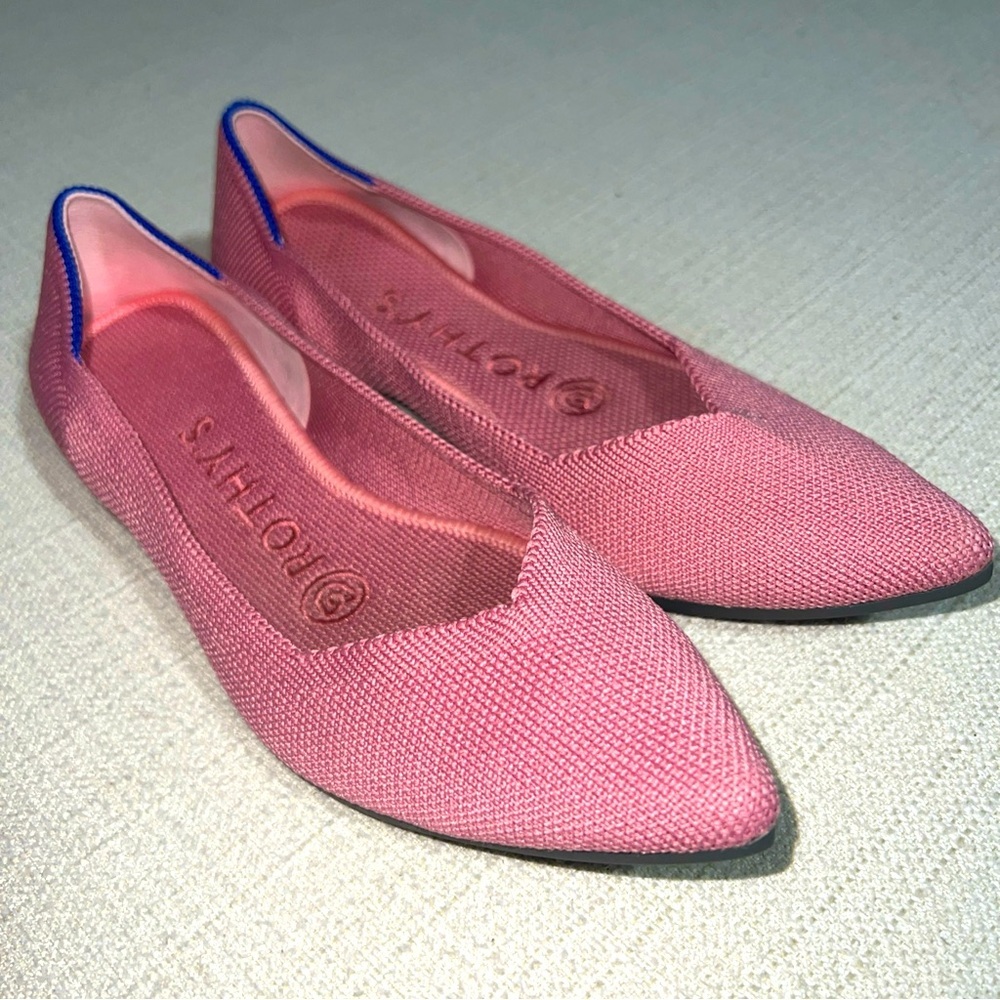 Rothys Pointed Toe Flats Size 5 Dusty Rose Comfortable & Stylish Womens Shoes